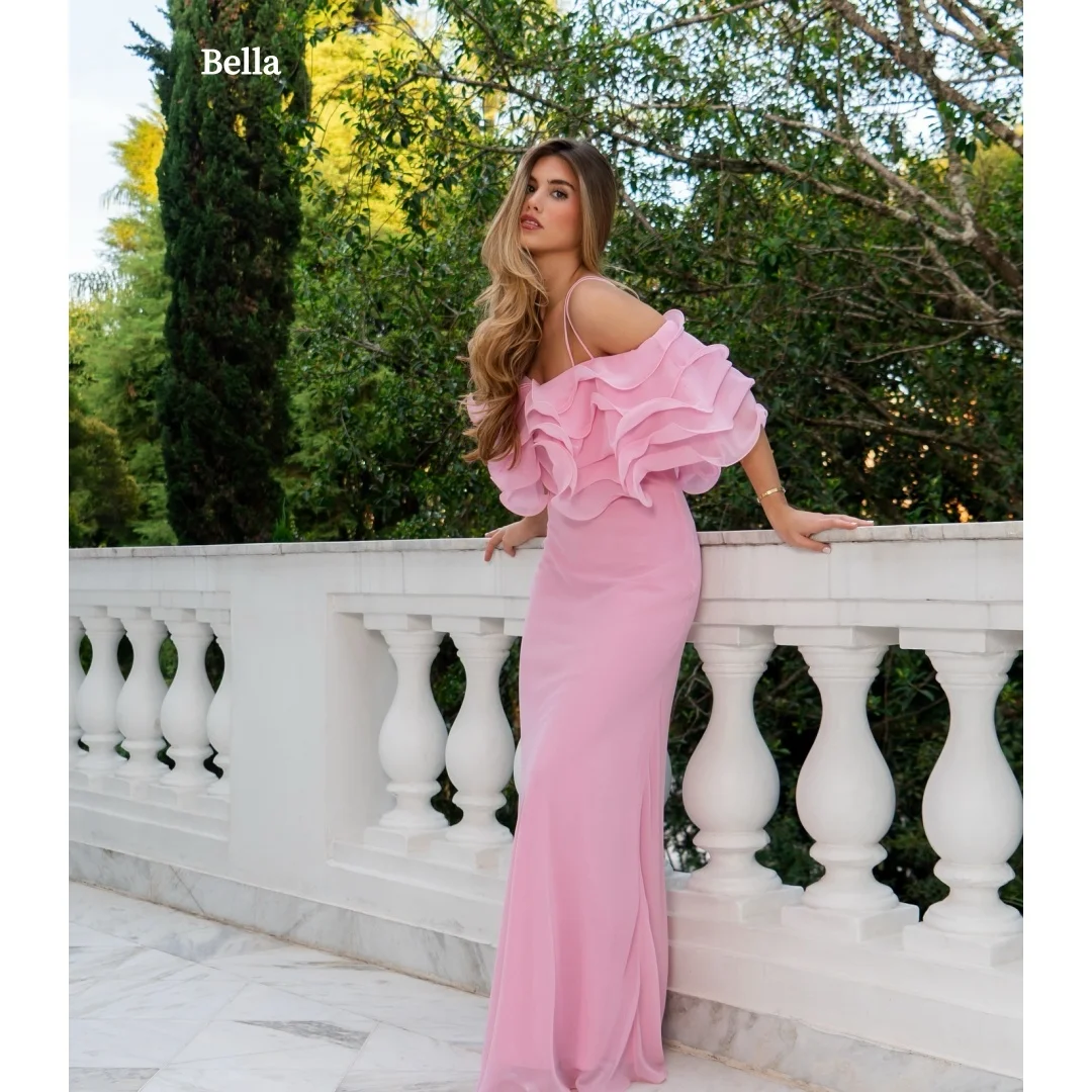Bella Customized Prom Dress robes de soirée Party Dresses Pink Ruffle One Shoulder Chiffon Mermaid Long Formal Gown For Women
Bella Customized Prom Dress robes de soirée Party Dresses Pink Ruffle One Shoulder Chiffon Mermaid Long Formal Gown For Women