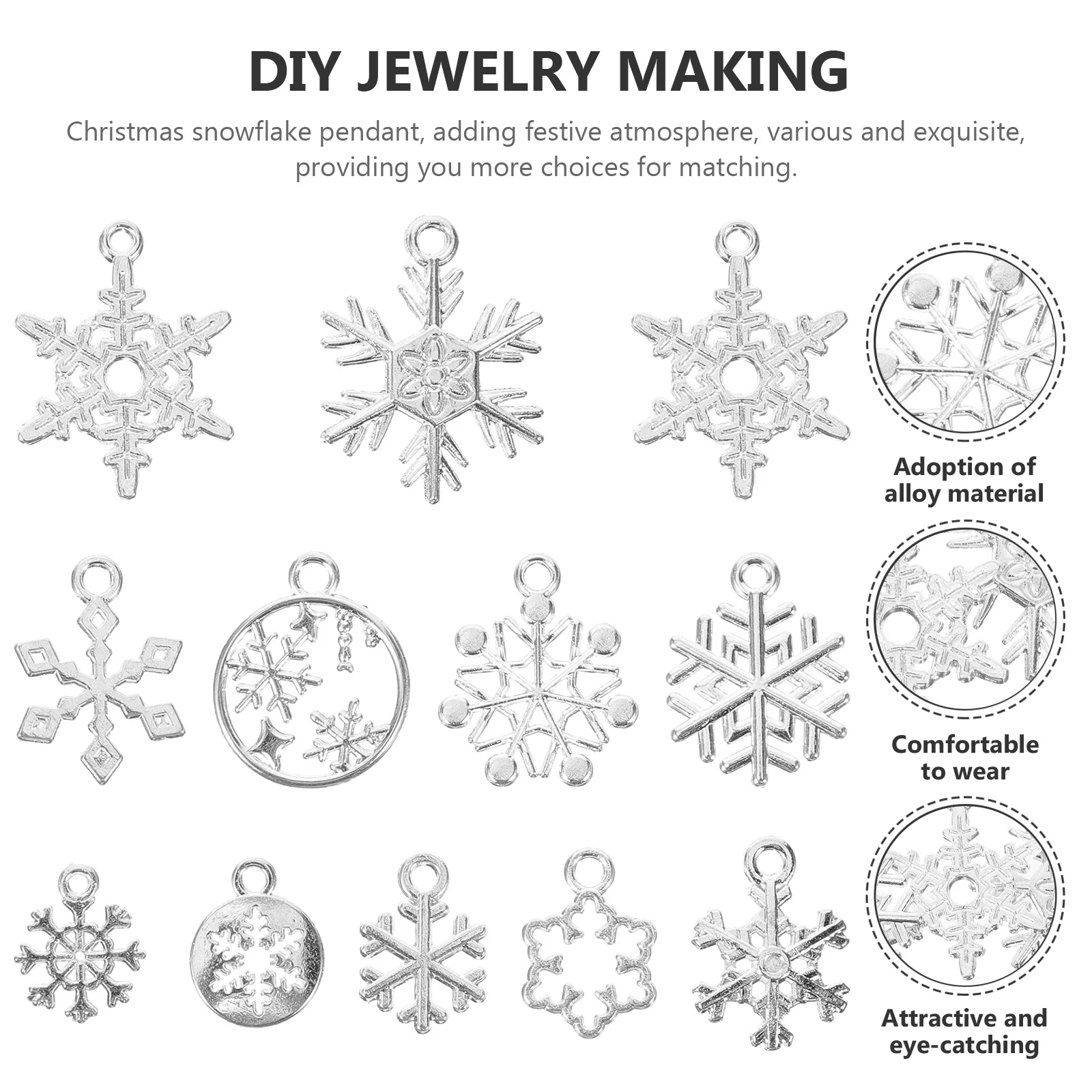 60pcs Snowflake Charms Jewelry Making Accessories Christmas Craft Supplies Alloy Charms For Bracelets Earrings Keychains Bulk
60pcs Snowflake Charms Jewelry Making Accessories Christmas Craft Supplies Alloy Charms For Bracelets Earrings Keychains Bulk