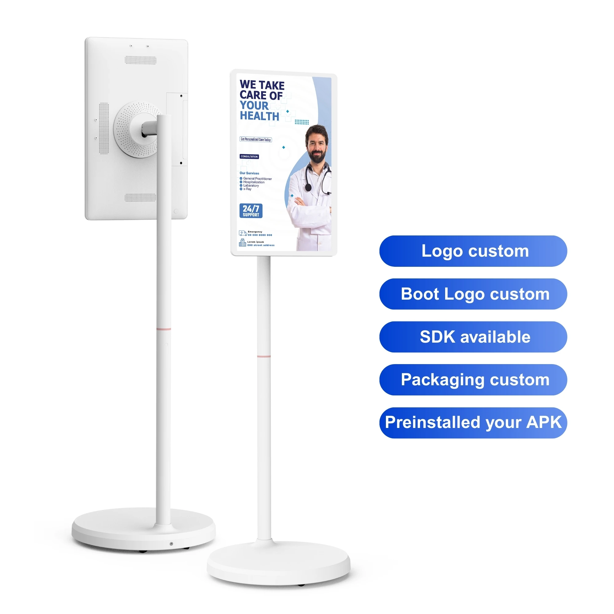 24\"Portable Touch Screen Monitor for Hospital Business Android13 8+128GB RK3588S2 Rotating Feature Digital Signage Android13 AA