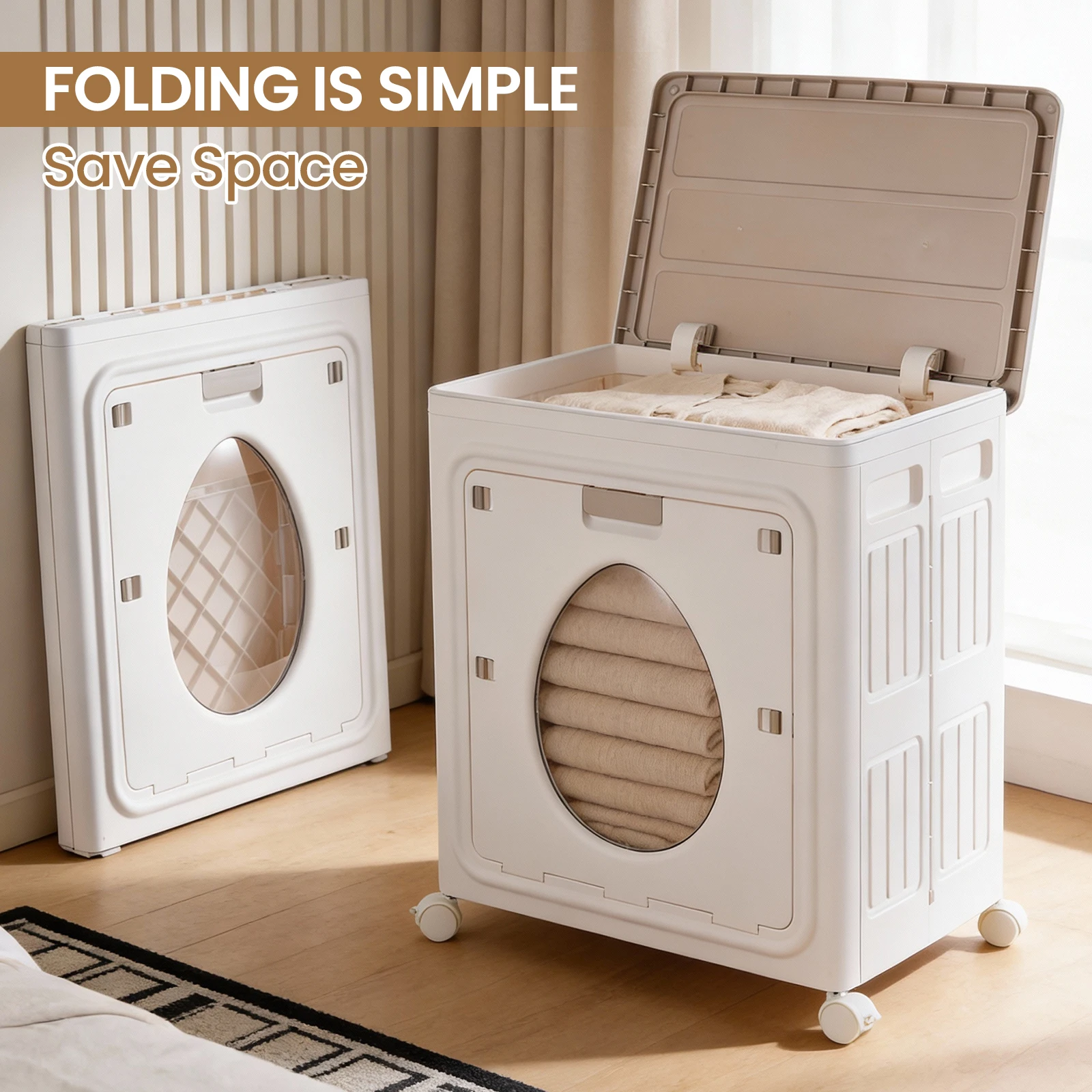 140L Large Capacity Storage Closet with Flip Cover - Heavy duty Foldable Closet, Space saving Storage Closet with Wheel Storage Double Door, Suitable for Bedroom, Living Room, Dormitory
140L Large Capacity Storage Closet with Flip Cover - Heavy duty Foldable Closet, Space saving Storage Closet with Wheel Storage Double Door, Suitable for Bedroom, Living Room, Dormitory