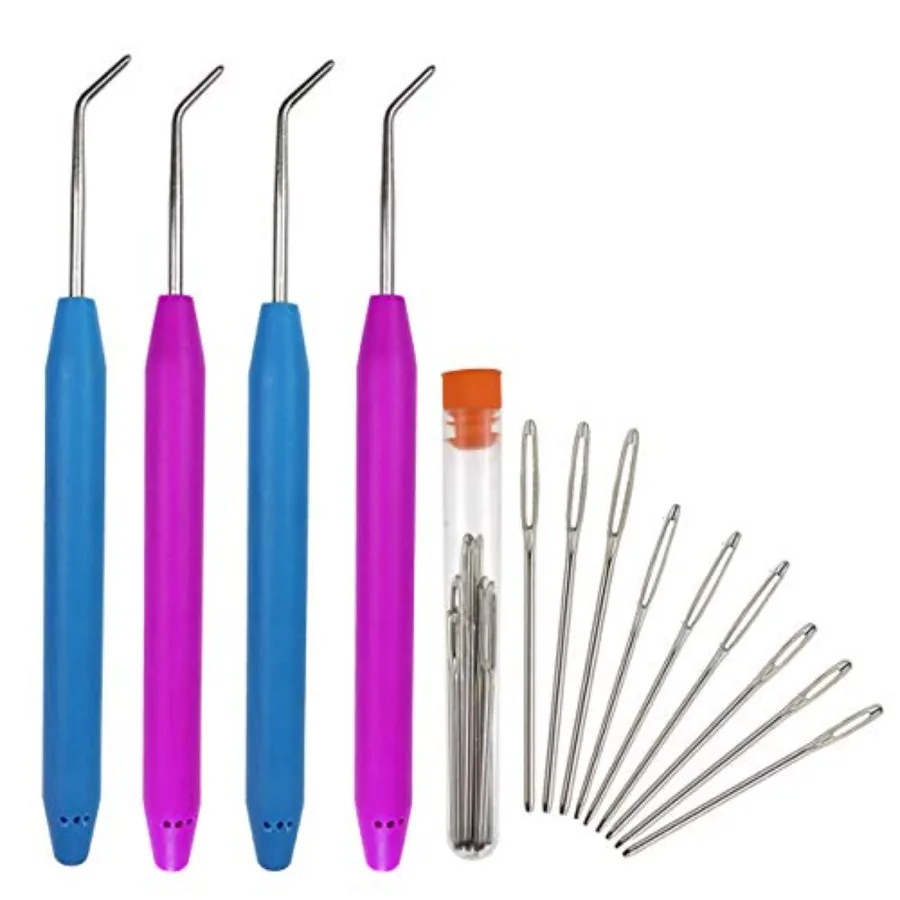 4 Pieces Knitting Loom Hooks Ergonomic Rubber Handles Crochet Hooks and 9 Pieces Steel Large-Eye Sewing Needles for Knifty Knit
4 Pieces Knitting Loom Hooks Ergonomic Rubber Handles Crochet Hooks and 9 Pieces Steel Large-Eye Sewing Needles for Knifty Knit