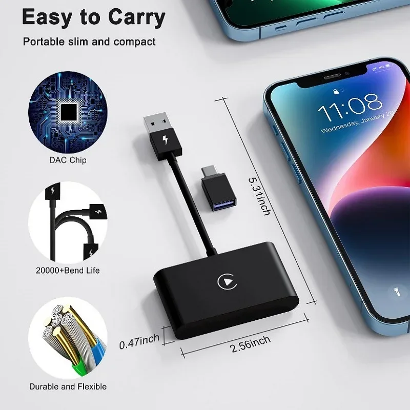 Carplay original car Wired to wireless smart AI BOX Car adapter for Apple phones
Carplay original car Wired to wireless smart AI BOX Car adapter for Apple phones