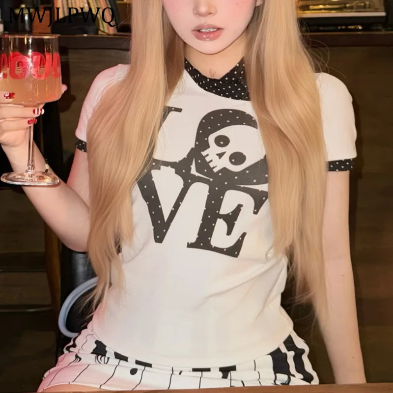 MWJLPWQ Niche Y2K Printed T-shirts Women Contrast Color Collar Design Versatile Off-shoulder Short Sleeve Hiphop Tops New 11373
MWJLPWQ Niche Y2K Printed T-shirts Women Contrast Color Collar Design Versatile Off-shoulder Short Sleeve Hiphop Tops New 11373