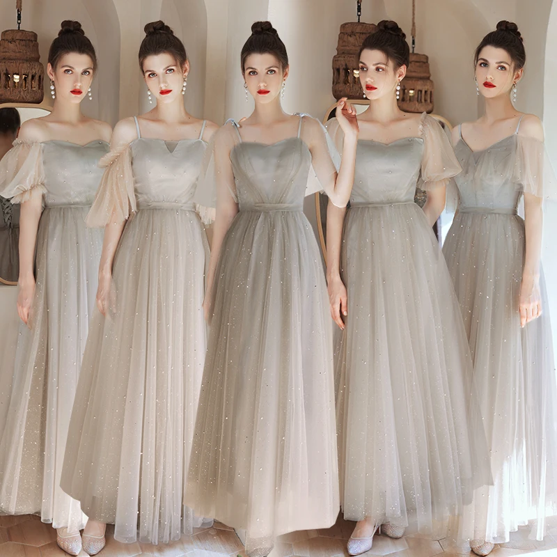 Sling Style Grey Bridesmaid Dresses New Summer Slim Sisters Team Leader Dresses for Women Simple And Elegant Evening Dresses
Sling Style Grey Bridesmaid Dresses New Summer Slim Sisters Team Leader Dresses for Women Simple And Elegant Evening Dresses