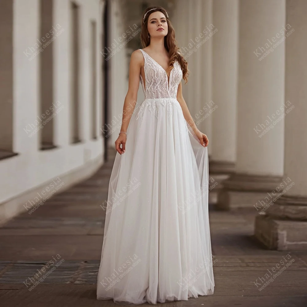 Graceful Wedding Dresses A Line Bridal Gowns Deep V Neck Sleeveless Robes For Formal Party Vestidos De Novia Customized 2025
Graceful Wedding Dresses A Line Bridal Gowns Deep V Neck Sleeveless Robes For Formal Party Vestidos De Novia Customized 2025