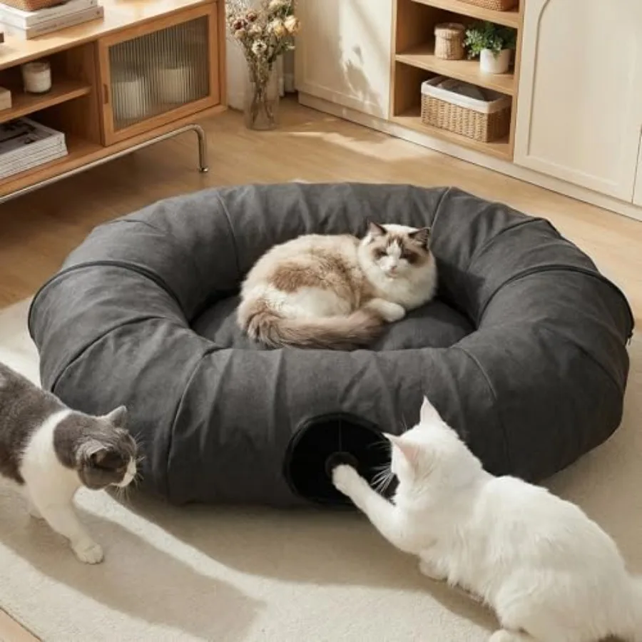 Extra Cat Tunnel, Cooling Natural Linen Big Tunnel for Cats, 47.2in Multi-Cat Family Long Cat Tunnel Bed with Washable Mat, Bre
Extra Cat Tunnel, Cooling Natural Linen Big Tunnel for Cats, 47.2in Multi-Cat Family Long Cat Tunnel Bed with Washable Mat, Bre