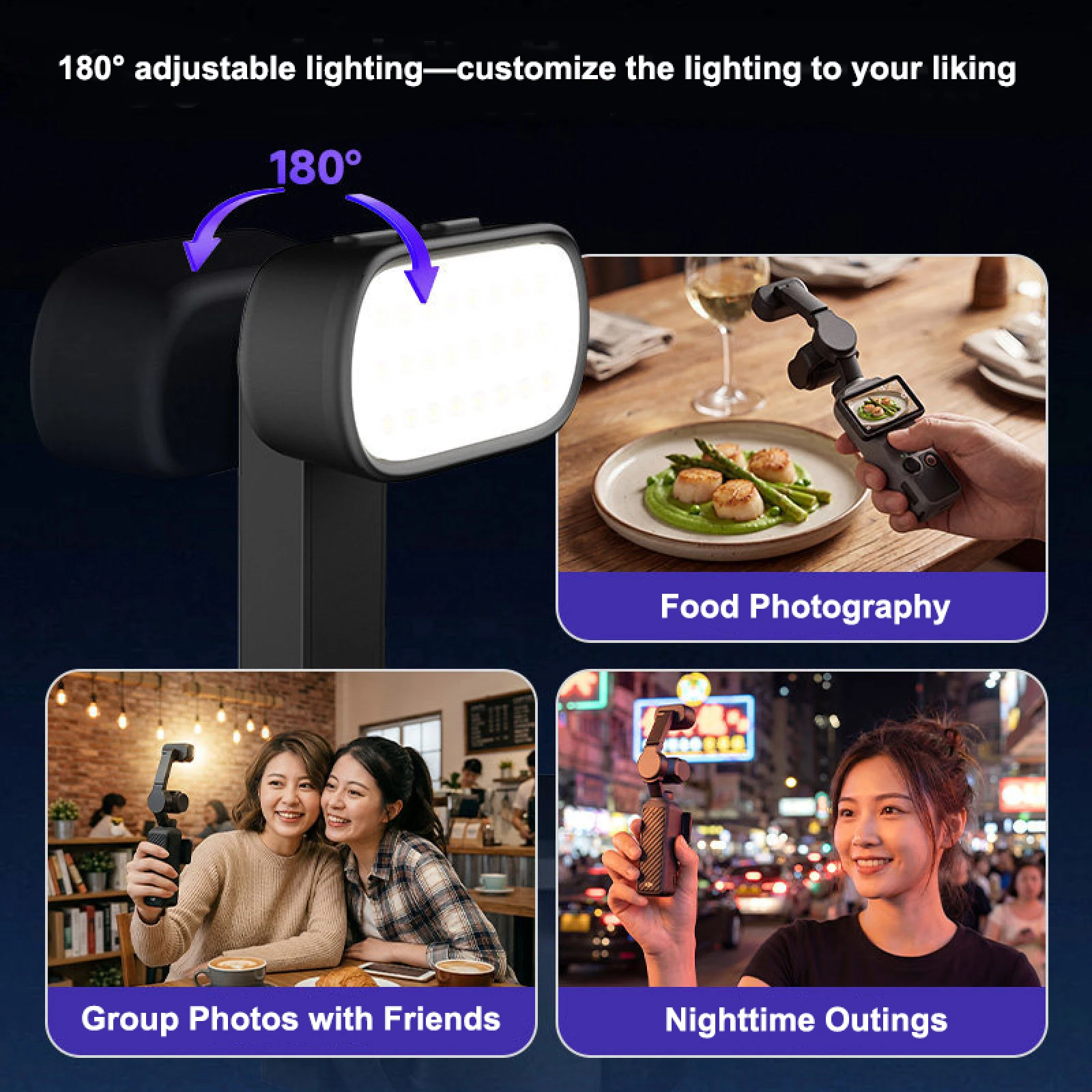 Portable Gimbal Fill Light for DJI Osmo Pocket4 Magnetic Fill Light 180° Adjustable Shooting Flash Lamp 3Colour Temp 3Brightness
Portable Gimbal Fill Light for DJI Osmo Pocket4 Magnetic Fill Light 180° Adjustable Shooting Flash Lamp 3Colour Temp 3Brightness