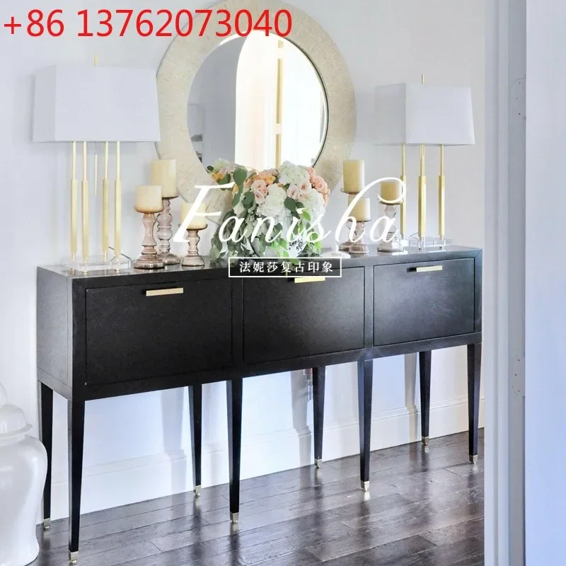 French black solid wood porch cabinet retro living room aisle chest cabinet locker
French black solid wood porch cabinet retro living room aisle chest cabinet locker