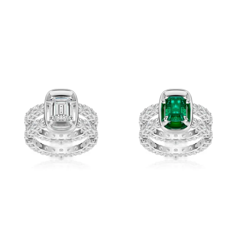 Bellux 925 silver synthetic zircon ring rectangular emerald cut white diamond double-layer fashion shiny ring for women
Bellux 925 silver synthetic zircon ring rectangular emerald cut white diamond double-layer fashion shiny ring for women