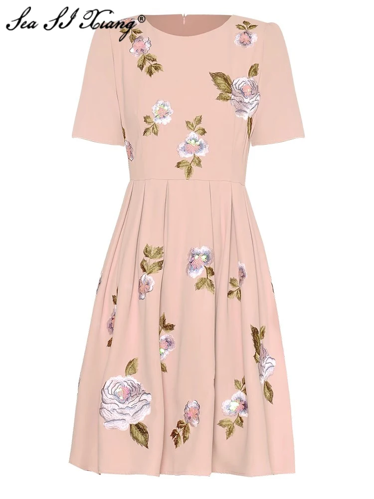 Seasixiang Fashion Designer Spring Mini Dress Women O-Neck Short Sleeve Floral Sequins Embroidery Vintage Dresses
Seasixiang Fashion Designer Spring Mini Dress Women O-Neck Short Sleeve Floral Sequins Embroidery Vintage Dresses