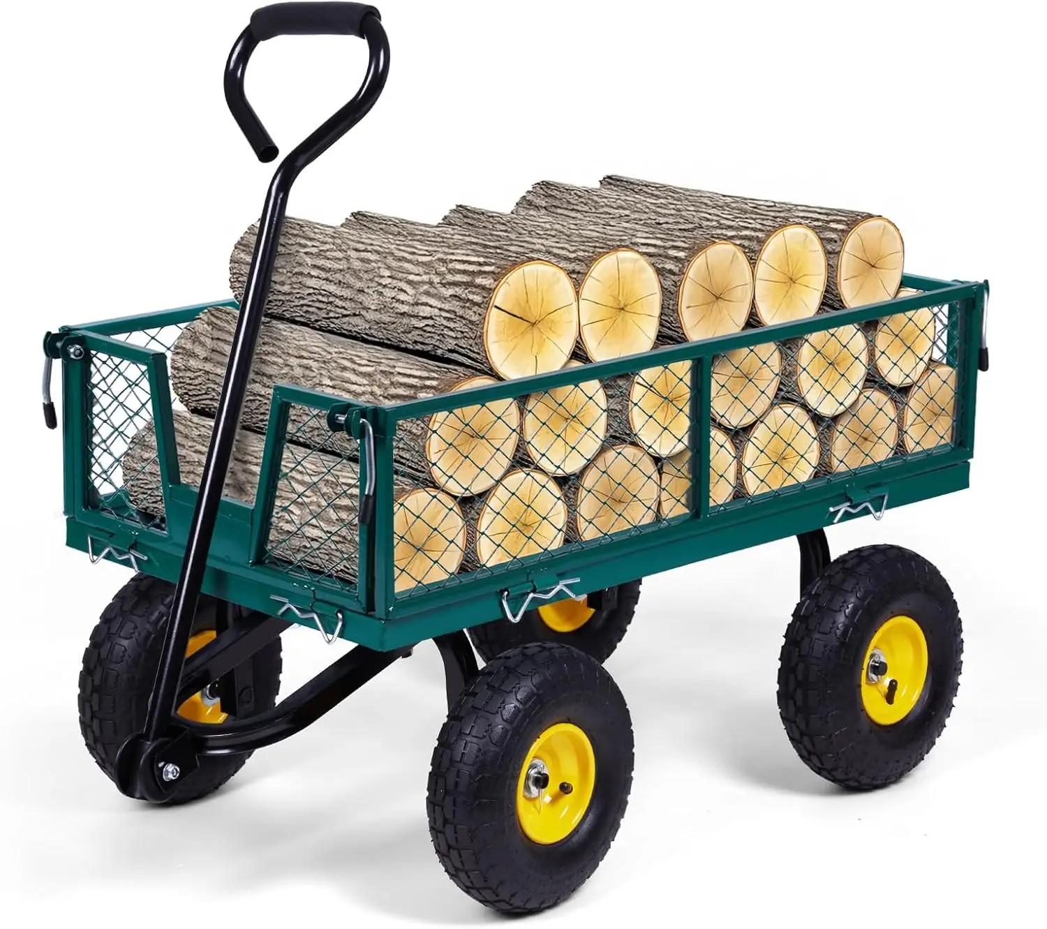 Heavy-Duty Steel Garden Cart with 400 lb Capacity, Removable Mesh Sides, and 10" Pneumatic Tires
Heavy-Duty Steel Garden Cart with 400 lb Capacity, Removable Mesh Sides, and 10" Pneumatic Tires