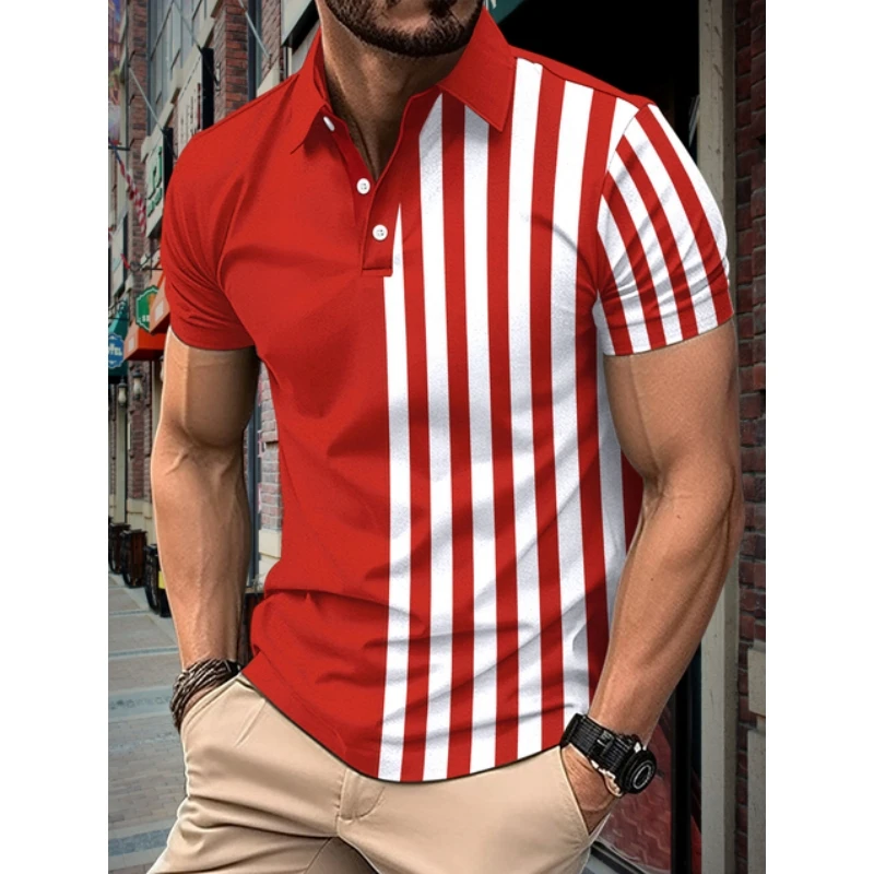 Fashion 3D Stripe Print Polo T Shirt For Men Summer Business Casual Lapel Short Sleeve Tops Comfortable Breathable Golf Wear Tee
Fashion 3D Stripe Print Polo T Shirt For Men Summer Business Casual Lapel Short Sleeve Tops Comfortable Breathable Golf Wear Tee
