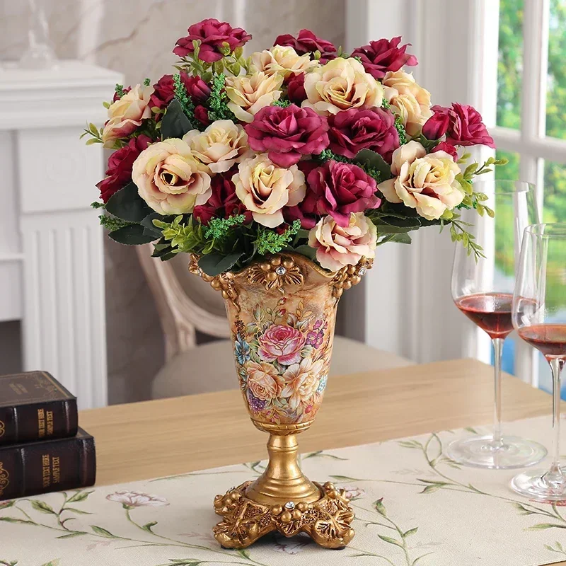 Luxury European Resin Vase Stereoscopic Dried Fowers Arrangement Wobble Plate Living Room Entrance Ornaments Home Decorations
Luxury European Resin Vase Stereoscopic Dried Fowers Arrangement Wobble Plate Living Room Entrance Ornaments Home Decorations