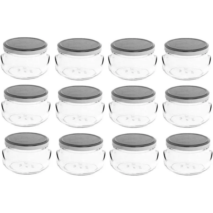 12 pcs 8 oz Glass Tureen Jars with Silver Lids for Food Storage Serving and Presentation in Kitchen Dining Room or Buffet Elega
12 pcs 8 oz Glass Tureen Jars with Silver Lids for Food Storage Serving and Presentation in Kitchen Dining Room or Buffet Elega