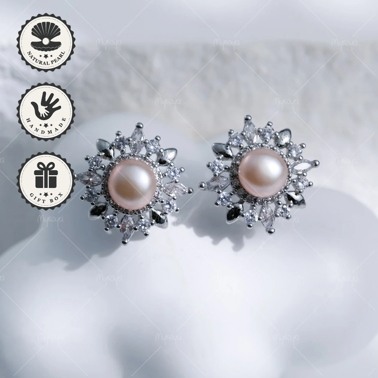 MYSOYA 8-9mm White Freshwater Pearl Flower Stud Earrings Silvery With Gift Box Birthday Gift Valentine’s Day
MYSOYA 8-9mm White Freshwater Pearl Flower Stud Earrings Silvery With Gift Box Birthday Gift Valentine’s Day
