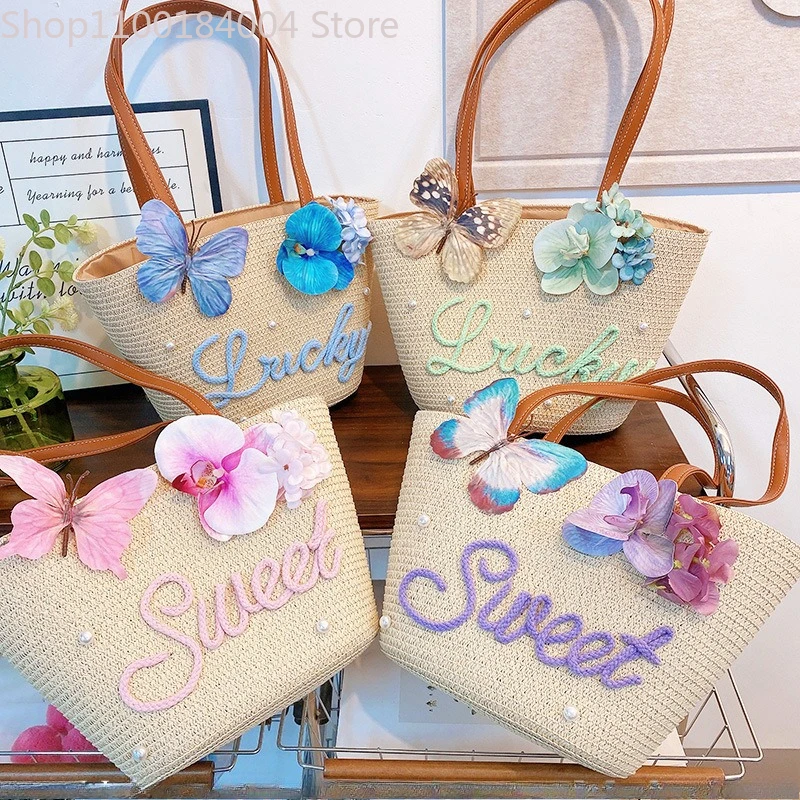 Custom English Letter Butterfly Flower Woven Bag: Fashionable Shoulder Bag, Beach Vacation Tote, Grocery Basket, Souvenir
Custom English Letter Butterfly Flower Woven Bag: Fashionable Shoulder Bag, Beach Vacation Tote, Grocery Basket, Souvenir