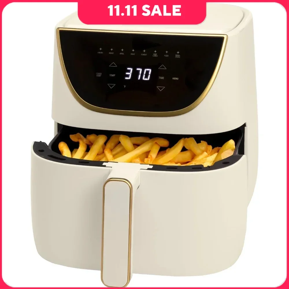 6QT Air Fryer, 8-in-1 Large Capacity, Touchscreen Display & Dishwasher Safe and Nonstick Basket, Air Fryer
6QT Air Fryer, 8-in-1 Large Capacity, Touchscreen Display & Dishwasher Safe and Nonstick Basket, Air Fryer