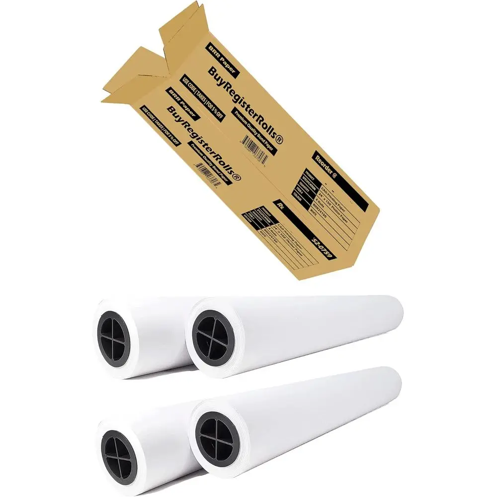 24 x 150' High-Quality 4 Rolls 20 lb 96 Bright White Plotter Paper for CAD, Architecture, and Copy Shops with Inkjet Printers
24 x 150' High-Quality 4 Rolls 20 lb 96 Bright White Plotter Paper for CAD, Architecture, and Copy Shops with Inkjet Printers