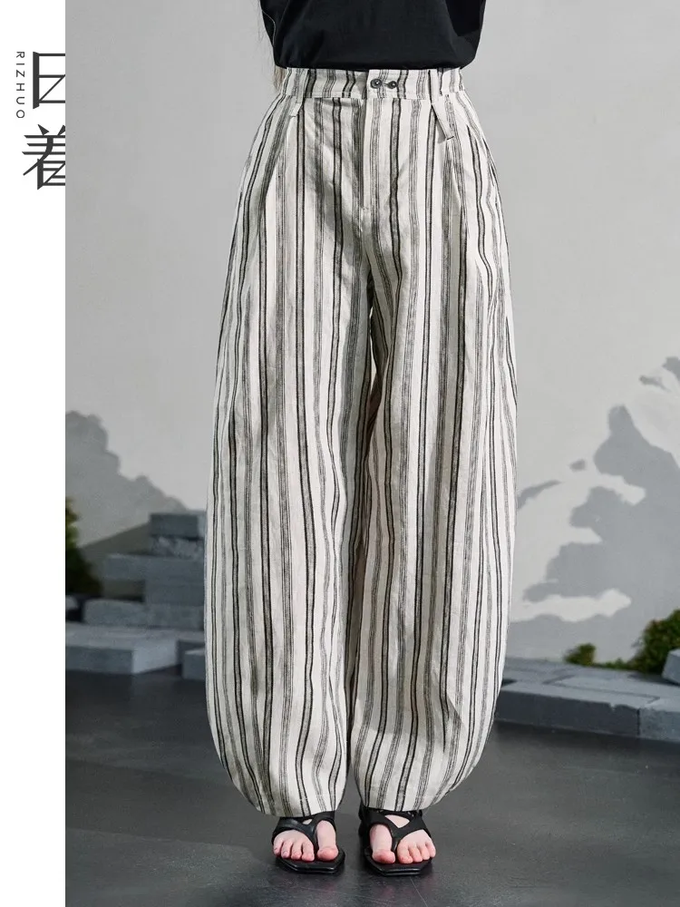 Новые летние свободные брюки-харлан с эффектом похудения, повседневные, в полоску, из тонкого льна, с высокой талией, женские
Новые летние свободные брюки-харлан с эффектом похудения, повседневные, в полоску, из тонкого льна, с высокой талией, женские