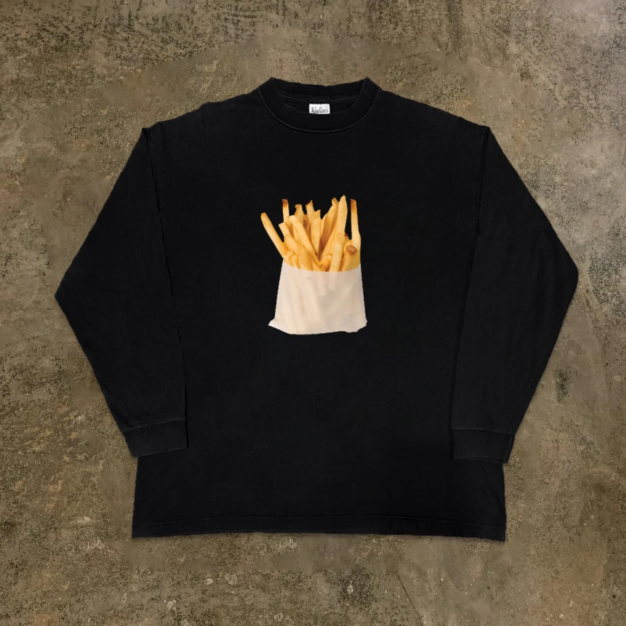 Heavyweight 300g Pure Cotton Long Sleeve T-Shirt French Fries Print Versatile Personalized Couple's Tee by Xiao Chen Story Multi
Heavyweight 300g Pure Cotton Long Sleeve T-Shirt French Fries Print Versatile Personalized Couple's Tee by Xiao Chen Story Multi