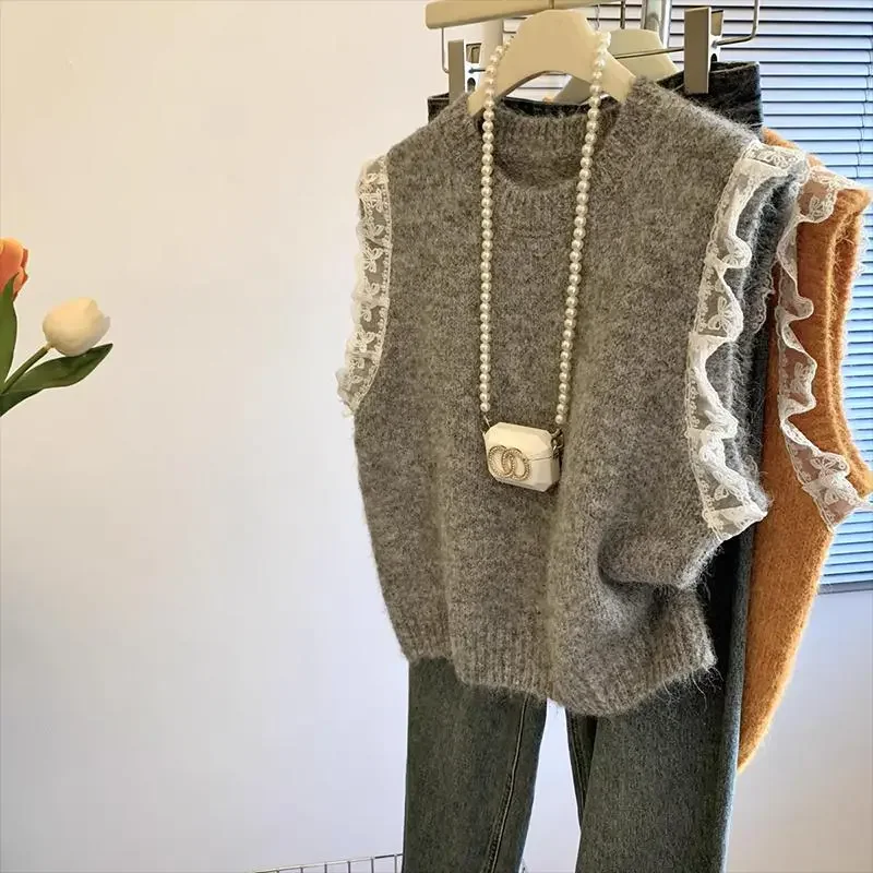 Новый весенний кружевной вязаный жилет без рукавов для женщин на осень и зиму, свободный модный свитер в ленивом стиле, топ
Новый весенний кружевной вязаный жилет без рукавов для женщин на осень и зиму, свободный модный свитер в ленивом стиле, топ