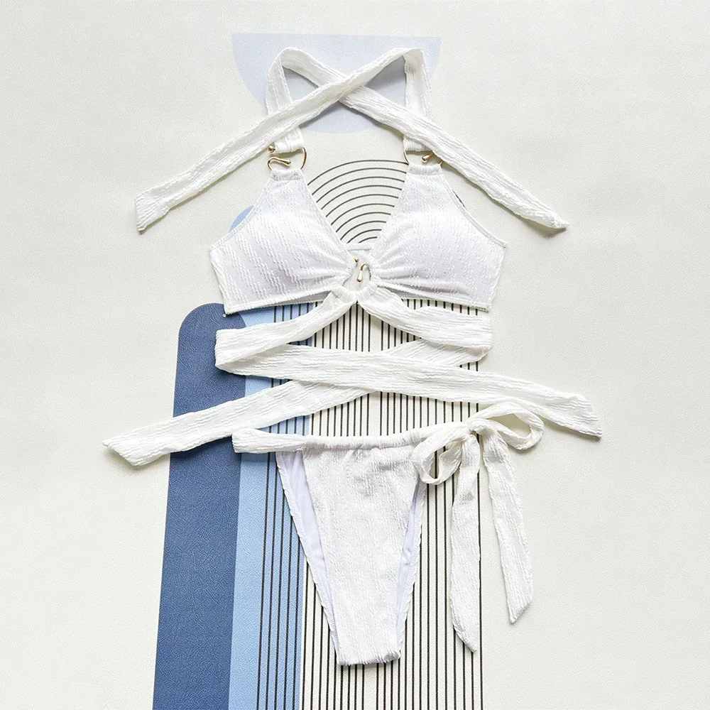 White Texture Halter Micro Bikini Thong Push Up Sexy Swimsuit Women 2025 Metal Ring Swimwear Bandage Bathing Suit Bikinis Sets
White Texture Halter Micro Bikini Thong Push Up Sexy Swimsuit Women 2025 Metal Ring Swimwear Bandage Bathing Suit Bikinis Sets