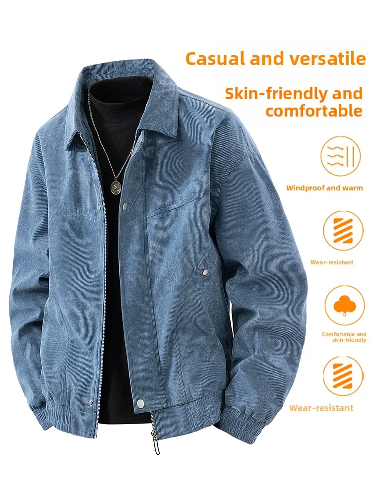 Модная мужская вельветовая куртка на весну-осень, повседневная, приталенная, с воротником, из полиэстера, с длинными рукавами, стандартной длины
Модная мужская вельветовая куртка на весну-осень, повседневная, приталенная, с воротником, из полиэстера, с длинными рукавами, стандартной длины