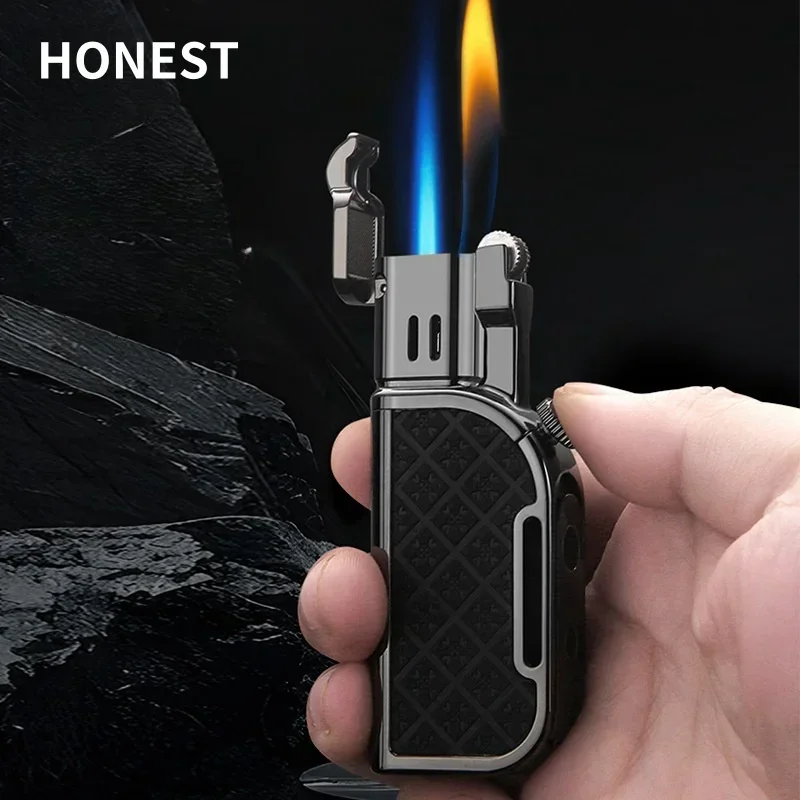 HONEST двойная огненная бутановая газовая зажигалка классический шлифовальный круг зажигание видимое газовое окно скрытая сигара алмазные зажигалки для сигар
HONEST двойная огненная бутановая газовая зажигалка классический шлифовальный круг зажигание видимое газовое окно скрытая сигара алмазные зажигалки для сигар