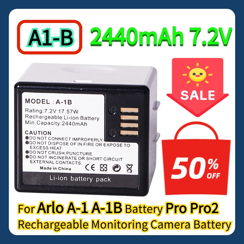 For Arlo A-1 A-1B Battery Pro Pro2 Rechargeable Monitoring Camera Battery
For Arlo A-1 A-1B Battery Pro Pro2 Rechargeable Monitoring Camera Battery