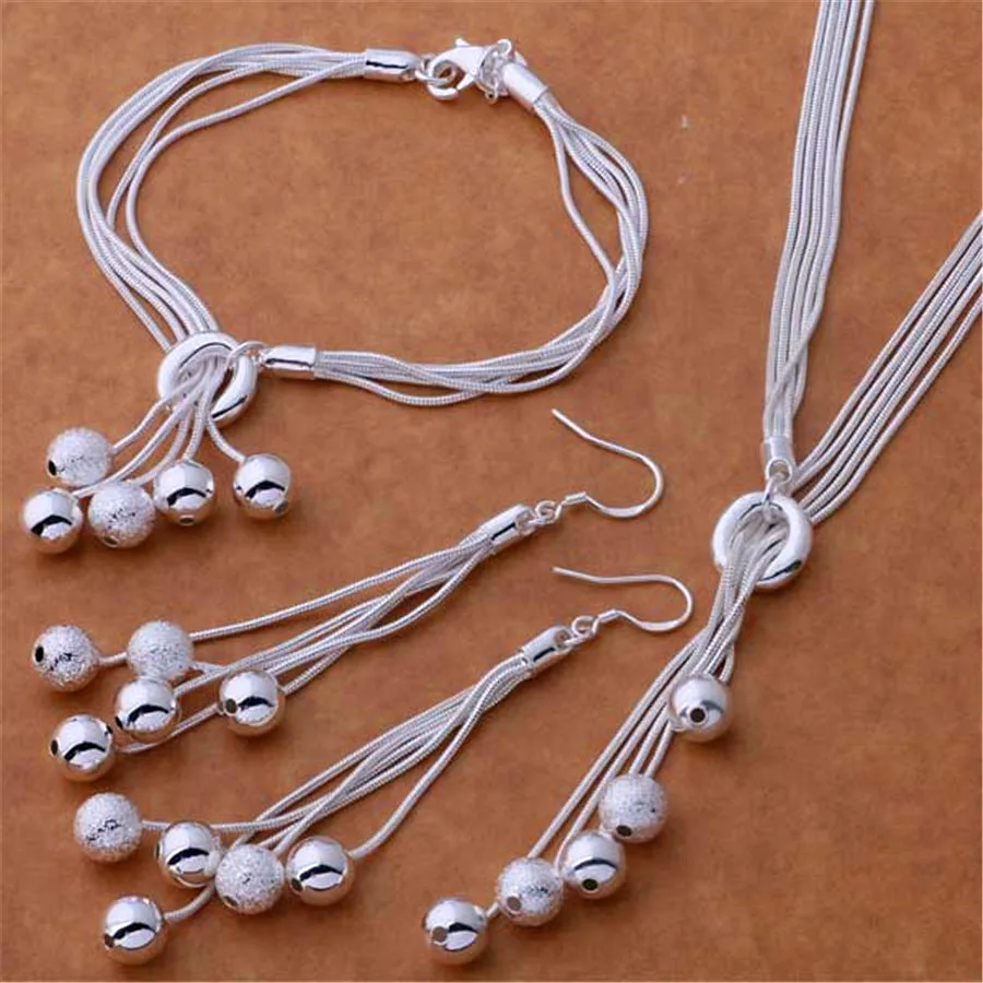925 sterling silver round bead chain fashionable charm party holiday jewelry women's set sanding bead bracelet necklace earrings
925 sterling silver round bead chain fashionable charm party holiday jewelry women's set sanding bead bracelet necklace earrings