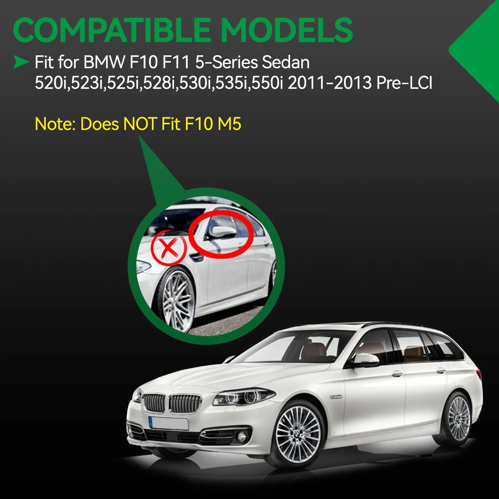 A Pair Glossy Black Mirror Covers Side Rearview Mirror Cover Cap #51167216369 51167216370 for BMW F10 F11 5-Series Sedan 11-13
A Pair Glossy Black Mirror Covers Side Rearview Mirror Cover Cap #51167216369 51167216370 for BMW F10 F11 5-Series Sedan 11-13