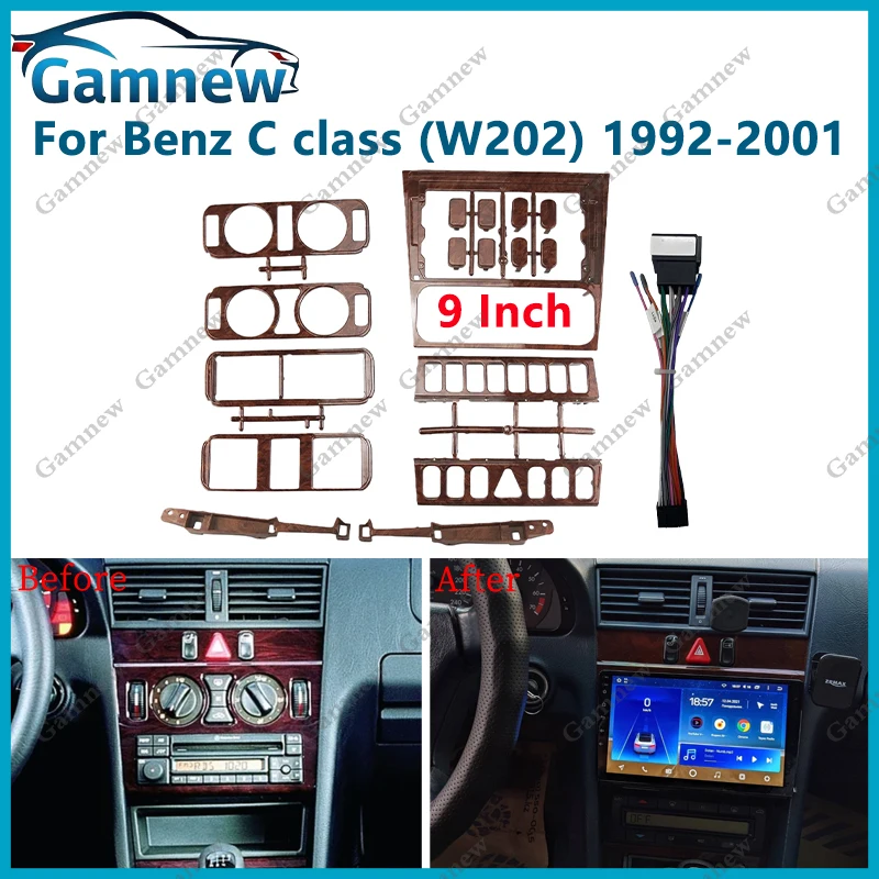 9 Inch Car Fascia Frame Adapter Android Radio Dash Fitting Panel Kit For Mercedes-Benz C class ( W202 ) 1992-2001
9 Inch Car Fascia Frame Adapter Android Radio Dash Fitting Panel Kit For Mercedes-Benz C class ( W202 ) 1992-2001
