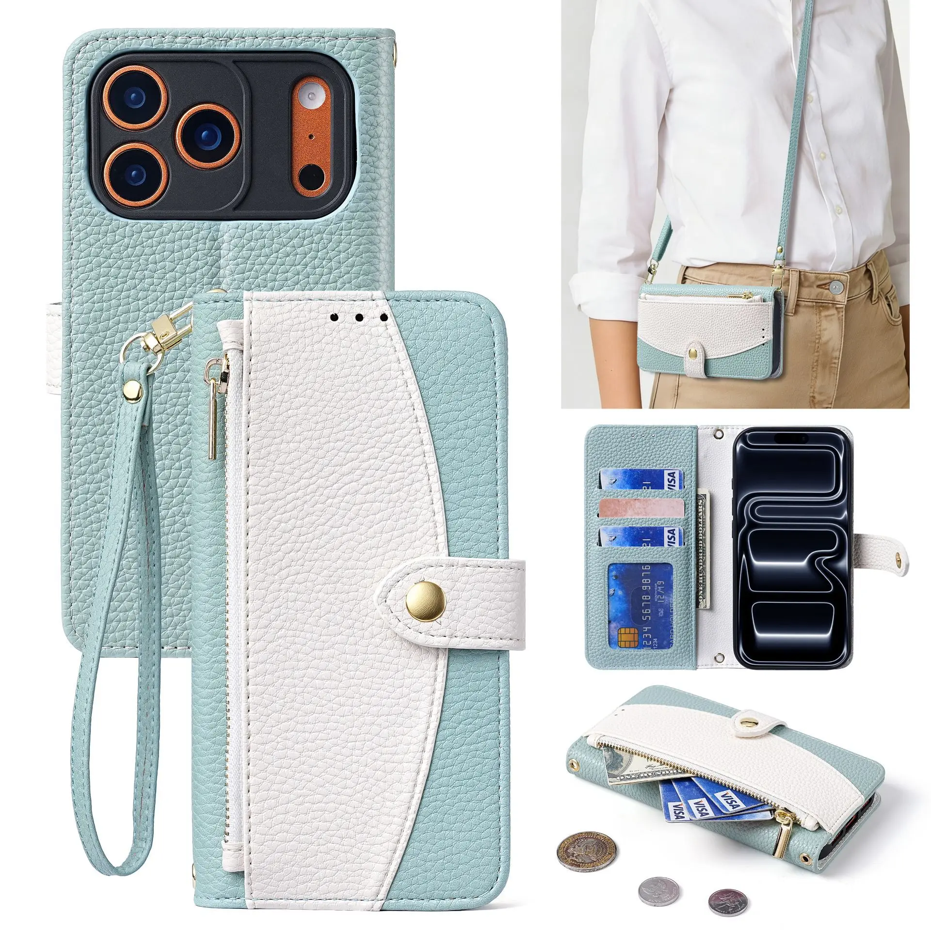 Crossbody Zipper Wallet Case Bumper for IPhone 17 16 15 14 13 Pro Max 17E Strap Leather Case Kickstand Cards Cash Pocket
Crossbody Zipper Wallet Case Bumper for IPhone 17 16 15 14 13 Pro Max 17E Strap Leather Case Kickstand Cards Cash Pocket