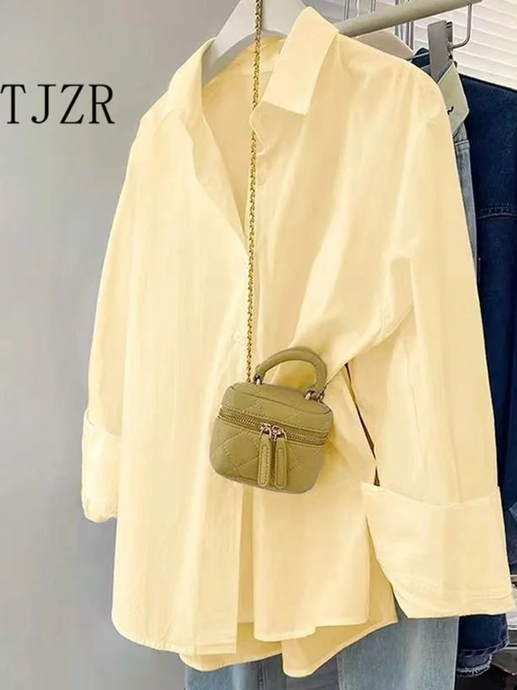 00% Cotton Long Sve Yellow irt Women's Loose Outerwear Comfortable Breathable Korean Sle Commute Faion Inner irt
00% Cotton Long Sve Yellow irt Women's Loose Outerwear Comfortable Breathable Korean Sle Commute Faion Inner irt