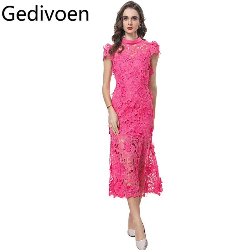 Gedivoen Spring and summer New Women's Dress Stand collar Short-Sleeved Lace Hollow Out High waist Slim Madi Dresses
Gedivoen Spring and summer New Women's Dress Stand collar Short-Sleeved Lace Hollow Out High waist Slim Madi Dresses