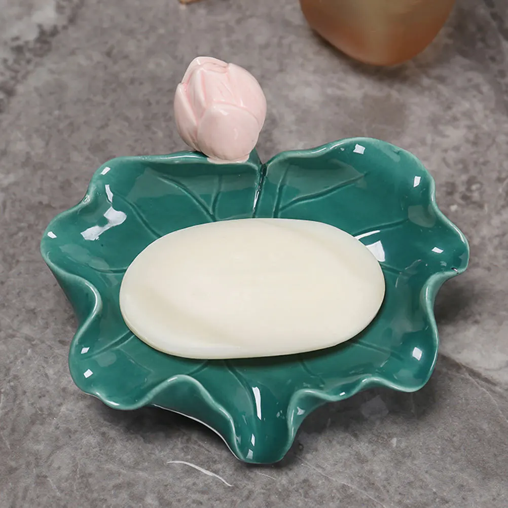 Green Lotus Leaf Design Ceramic Soap Dish Self-Draining Soap Holder Bathroom Shower Kitchen Lotus Leaf Shape Tray
Green Lotus Leaf Design Ceramic Soap Dish Self-Draining Soap Holder Bathroom Shower Kitchen Lotus Leaf Shape Tray