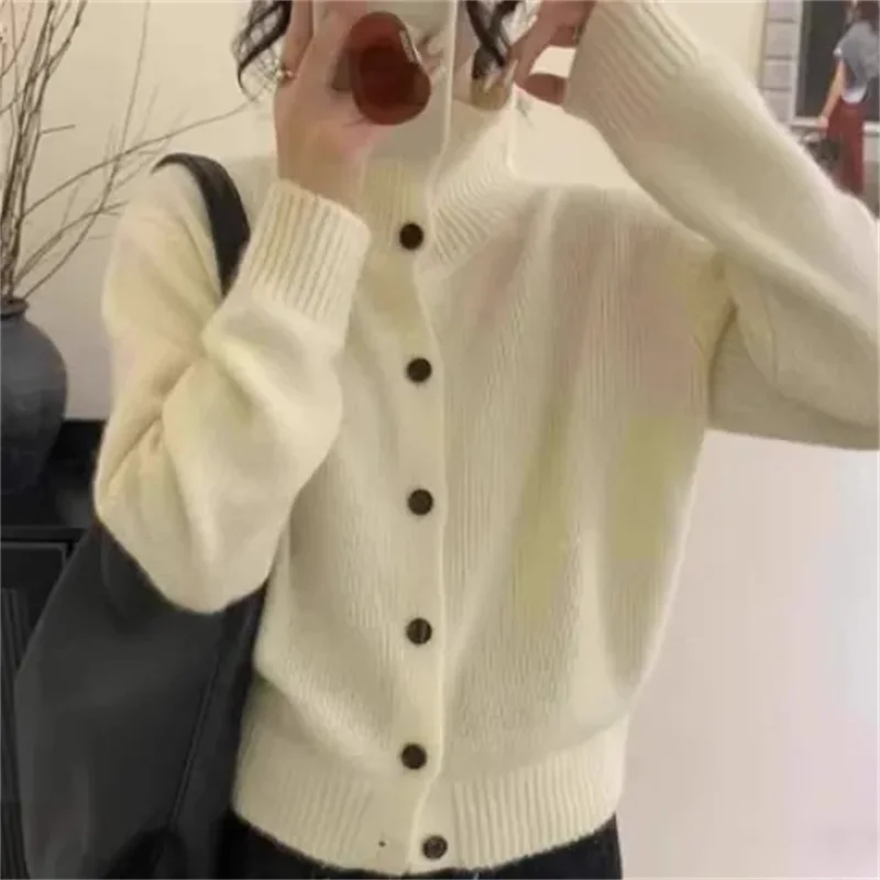Spring And Autumn Winter POLO Neck Wool Knitted Shirt With Loose Long-Sleeved Sweater Cardigan Temperament Lapel Coat Bottoming 
Spring And Autumn Winter POLO Neck Wool Knitted Shirt With Loose Long-Sleeved Sweater Cardigan Temperament Lapel Coat Bottoming