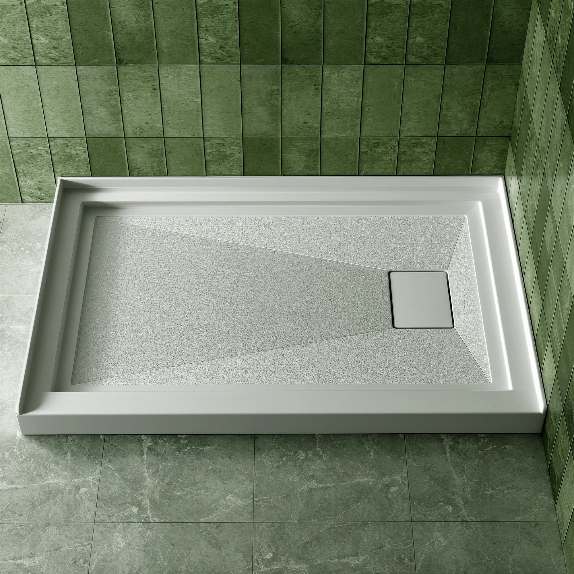 48x32 Inch White Acrylic Shower Base, Right Drain, Non-Slip Surface
48x32 Inch White Acrylic Shower Base, Right Drain, Non-Slip Surface