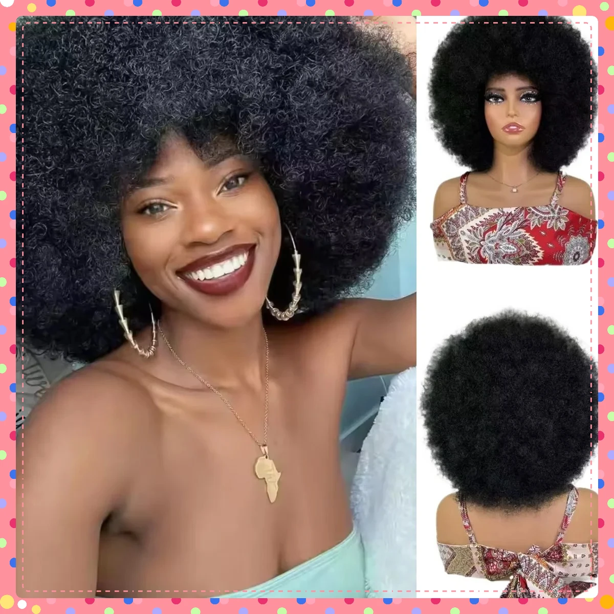 Synthetic Afro Kinky Curly Wig for Women, 70s Bouncy and Soft Puff, Blonde Black Costume Wigs for Party Cosplay Carnival
Synthetic Afro Kinky Curly Wig for Women, 70s Bouncy and Soft Puff, Blonde Black Costume Wigs for Party Cosplay Carnival