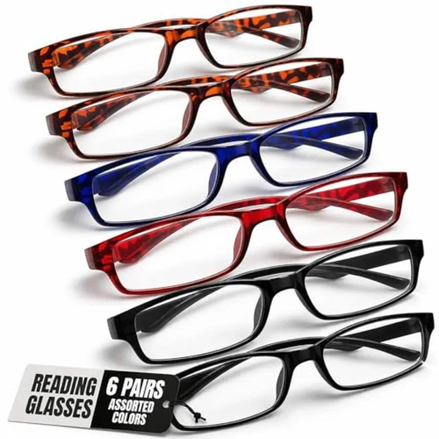 6 Pack Reading Glasses by BOOST EYEWEAR, Traditional Frames in Assorted Colors, for Men and Women, with Spring Loaded Hinges
6 Pack Reading Glasses by BOOST EYEWEAR, Traditional Frames in Assorted Colors, for Men and Women, with Spring Loaded Hinges