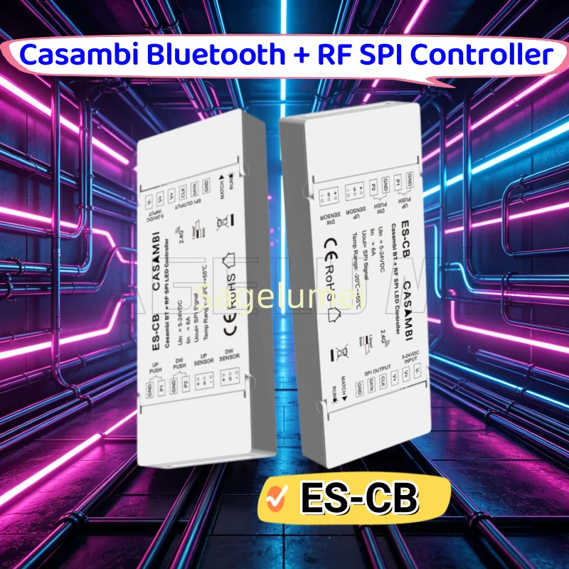 5-24VDC SPI LED Controller SPI LED light stripsCasambi Bluetooth + RF ES-CB Dual sensor dual push switch for White/RGBW/RGBCCT
5-24VDC SPI LED Controller SPI LED light stripsCasambi Bluetooth + RF ES-CB Dual sensor dual push switch for White/RGBW/RGBCCT