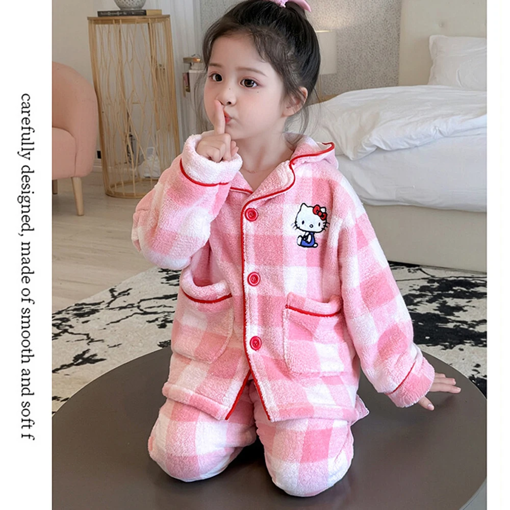 2Pcs Hello Kitty Children Flannel Pajama Set Kawaii Anime Sanrio Cute Winter Girls Warm Thicke Cardigan Pants Cartoon Homewear
2Pcs Hello Kitty Children Flannel Pajama Set Kawaii Anime Sanrio Cute Winter Girls Warm Thicke Cardigan Pants Cartoon Homewear