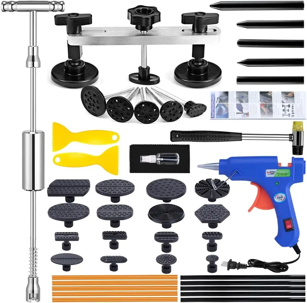 Комплект автомобильных съемников вмятин, 45 шт. с скользящим молотком и мостовым съемником для ремонта металлических вмятин
Комплект автомобильных съемников вмятин, 45 шт. с скользящим молотком и мостовым съемником для ремонта металлических вмятин