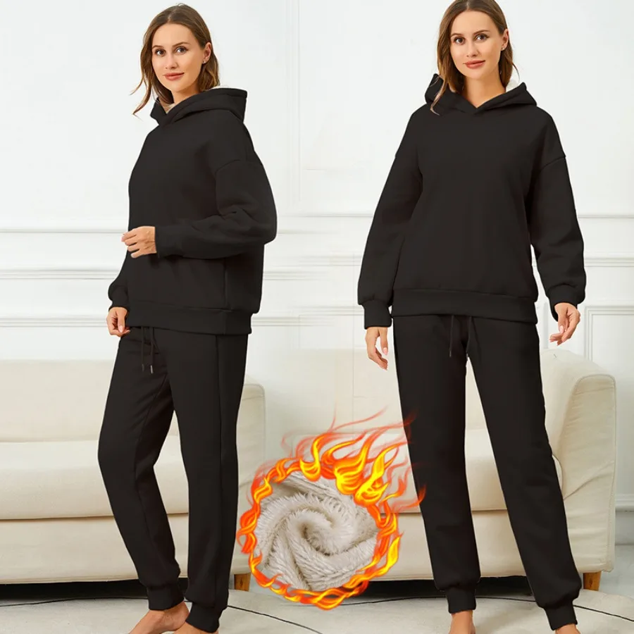 【New style】Women's suit, winter warm sweater, cashmere hooded sweater with velvet thick hooded top
【New style】Women's suit, winter warm sweater, cashmere hooded sweater with velvet thick hooded top