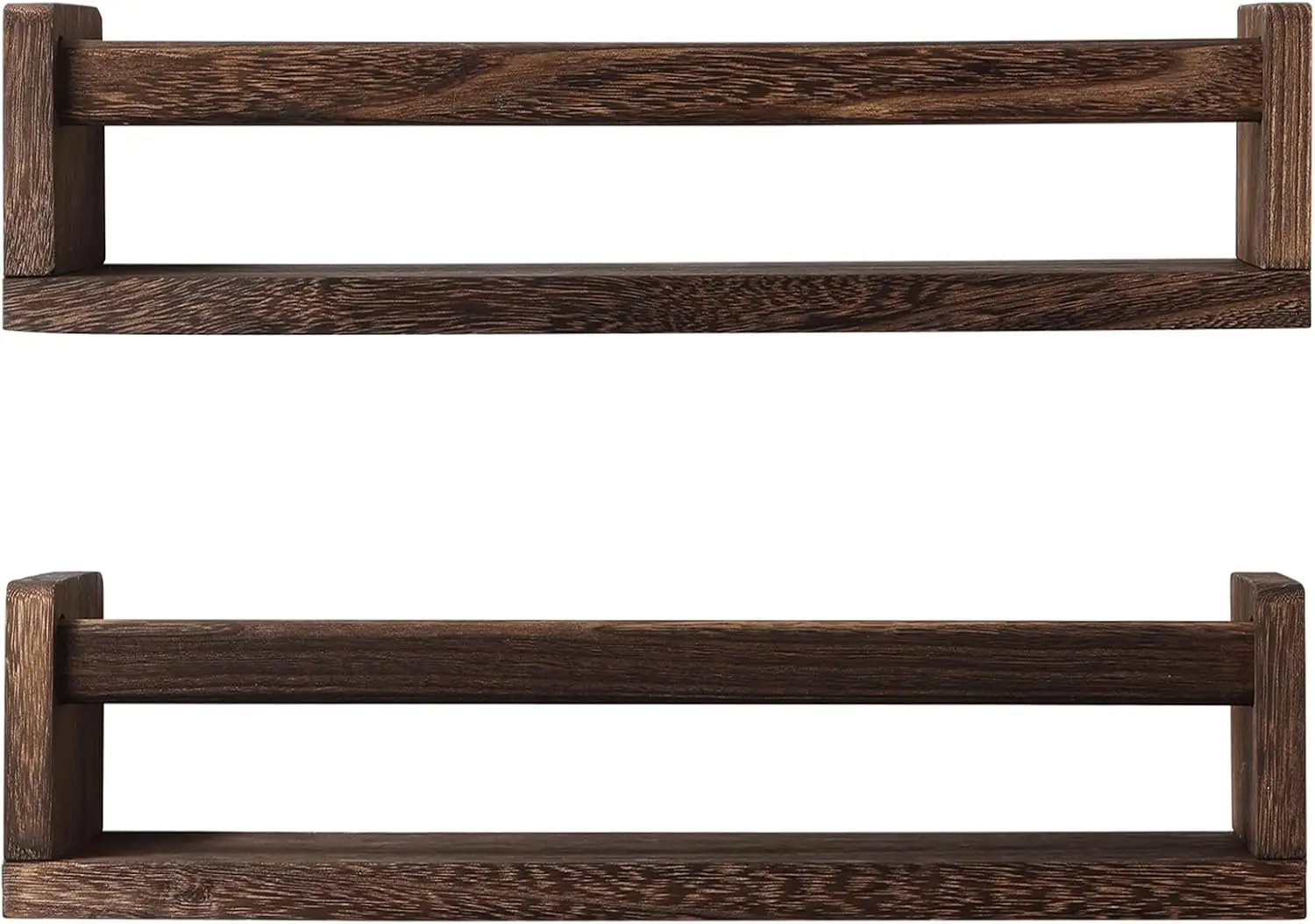 Set of 2 Floating Bookshelves for Kids Room, Kitchen Spice Rack, Rustic Wall Mounted Storage, Carbon Brown
Set of 2 Floating Bookshelves for Kids Room, Kitchen Spice Rack, Rustic Wall Mounted Storage, Carbon Brown