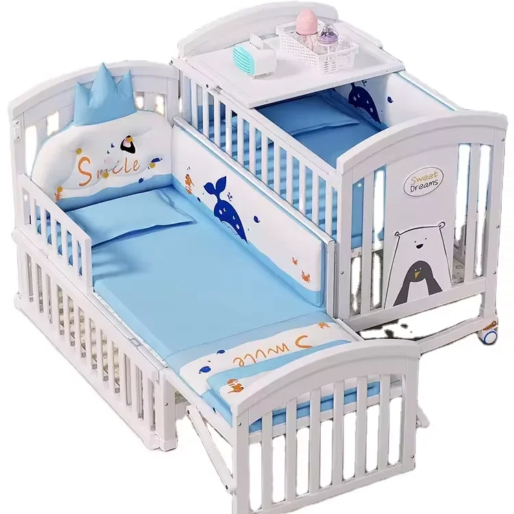 European Style Multifunction Baby Cot Bed Crib Comfortable Newborn Baby Beds Wooden Children Bed With Bedding Set
European Style Multifunction Baby Cot Bed Crib Comfortable Newborn Baby Beds Wooden Children Bed With Bedding Set