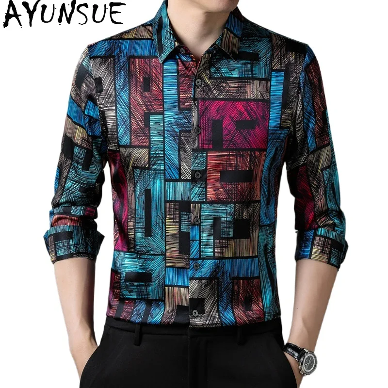 AYUNSUE Brand 93% Real Mulberry Silk Shirt for Man Spring Summer 2026 High Quality Long Sleeve Shirts Men Smooth Fashion Tops
AYUNSUE Brand 93% Real Mulberry Silk Shirt for Man Spring Summer 2026 High Quality Long Sleeve Shirts Men Smooth Fashion Tops