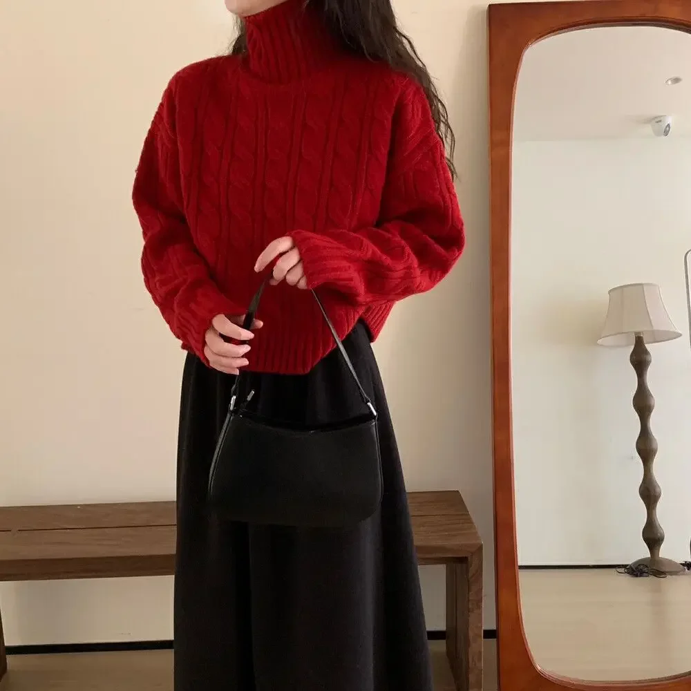 2024 French Elegant Casual High Collar Sweater for Women Autumn/Winter New High-end Fried Dough Twists Thickened Knitted Top
2024 French Elegant Casual High Collar Sweater for Women Autumn/Winter New High-end Fried Dough Twists Thickened Knitted Top