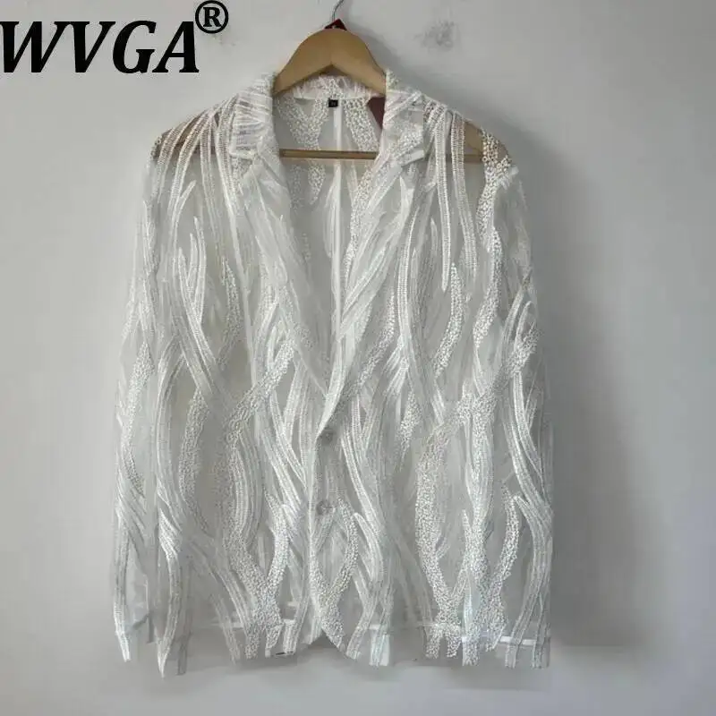 WVGA Spring Autumn New Man Pattern Embroidered Sheer Mesh Trendy Design Blazer Niche Chic Casual Turn-Down Collar Jackets W22913
WVGA Spring Autumn New Man Pattern Embroidered Sheer Mesh Trendy Design Blazer Niche Chic Casual Turn-Down Collar Jackets W22913