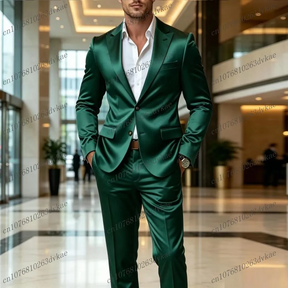 New Dark Green Acetate Satin Men Suit Party Prom Special Business Groom Groomsman Wedding Male Tuxedos 2 Piece Set Blazer Pants
New Dark Green Acetate Satin Men Suit Party Prom Special Business Groom Groomsman Wedding Male Tuxedos 2 Piece Set Blazer Pants